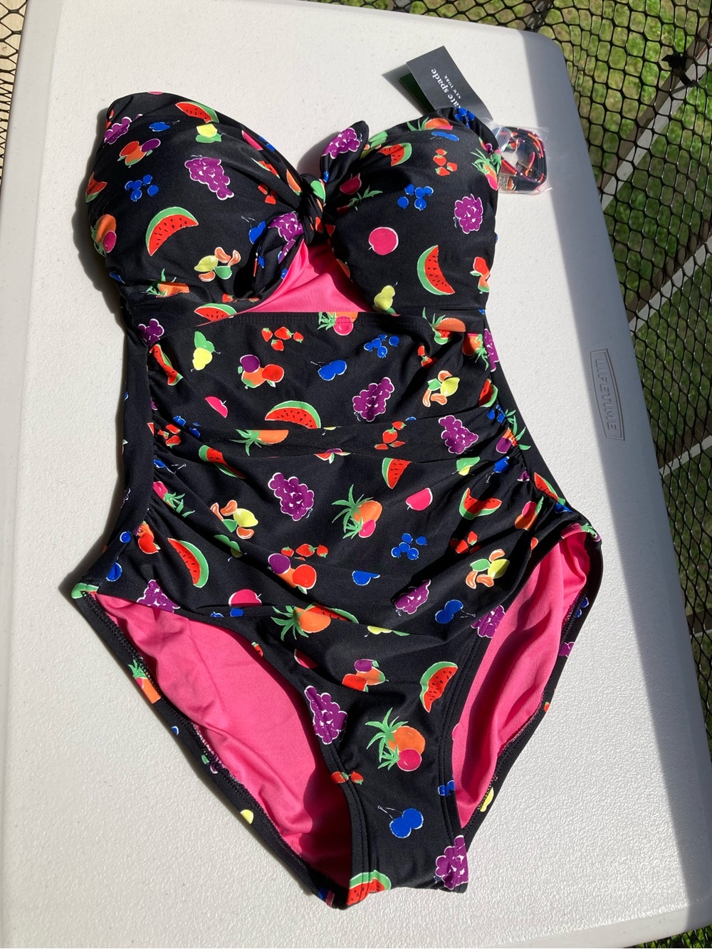 NWT Kate Spade Black One Piece Swimsuit Colorful Fruit Print Bathing Suit - Picture 16 of 16